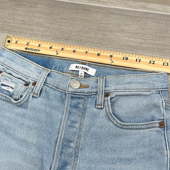 Re/Done 70s High-Rise Stove Pipe Jeans in Seawater Destroyed Light Wash Denim - Picture 10 of 16